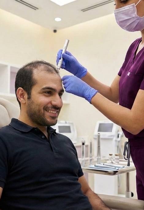 صورة ترويجية لخدمة زراعة الشعر بتقنية قلم تشوي DHI في مركز يور هير سنتر