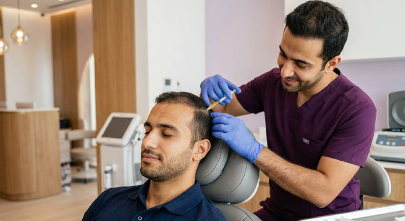 جلسة حقن بلازما الشعر PRP لعلاج تساقط الشعر في مركز يور هير سنتر تركيا